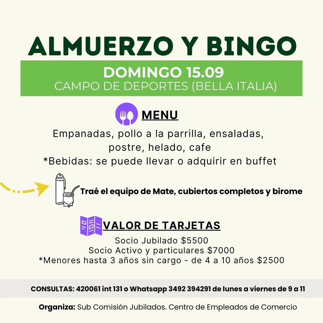 ¡Almuerzo y Bingo!