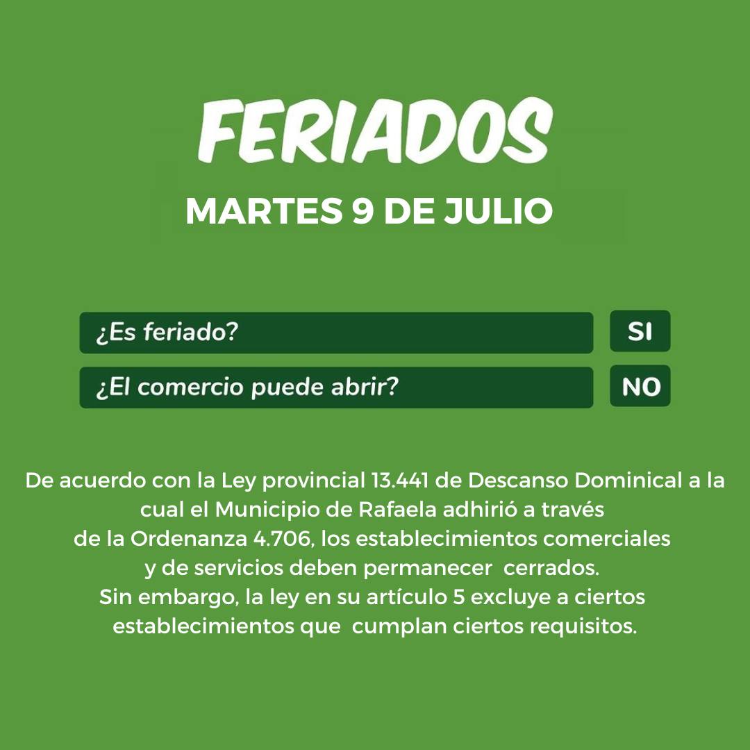 FERIADO 9 DE JULIO 