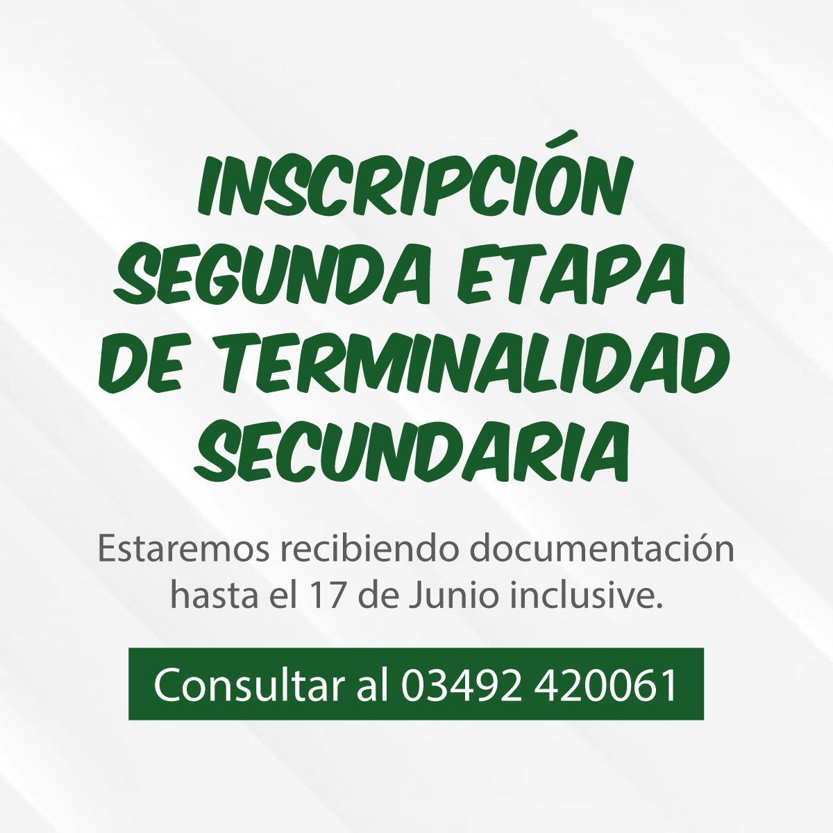 ¡ABIERTA LA INSCRIPCIÓN PARA TERMINALIDAD SECUNDARIA!